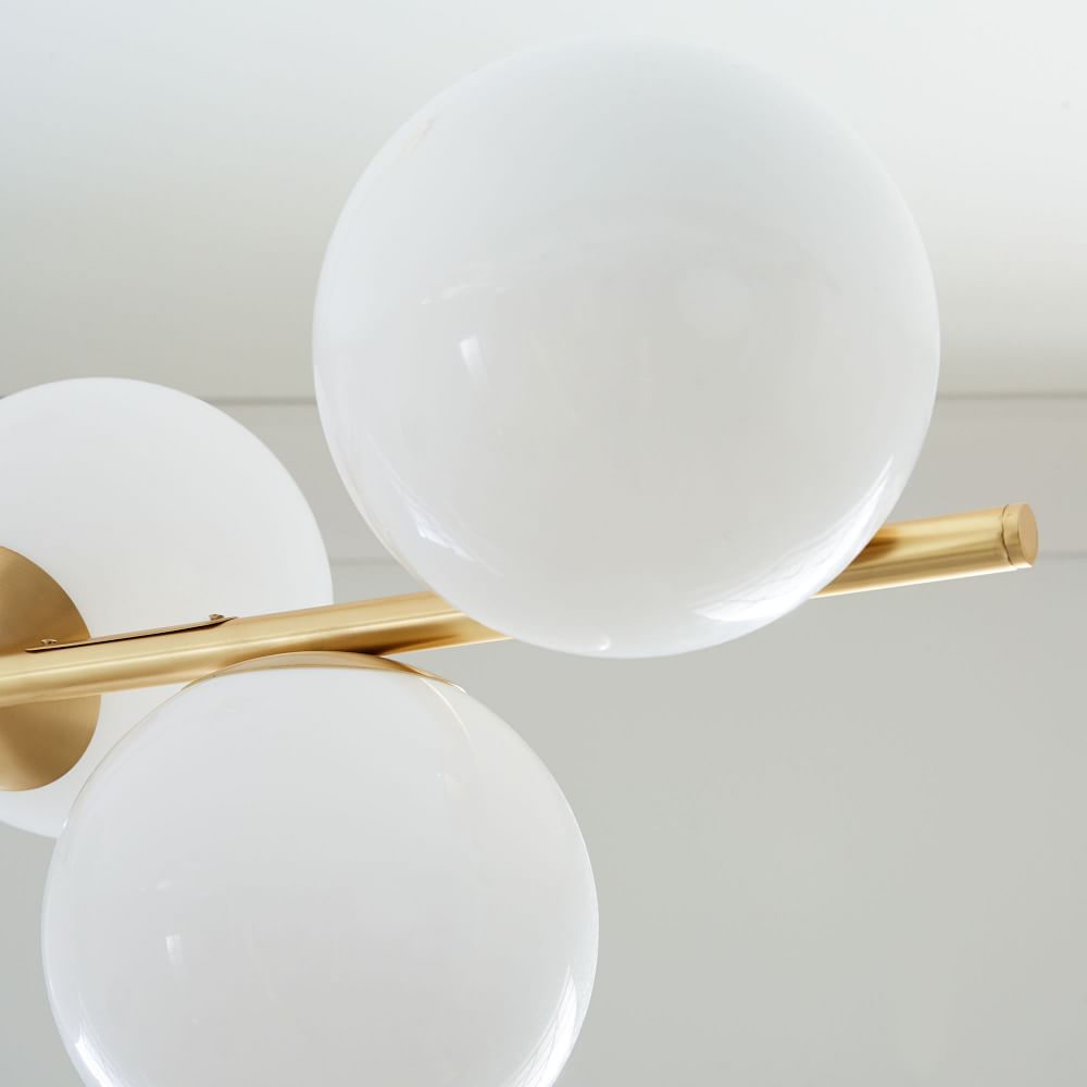 Sphere Stem 7 Light Chandelier Milk